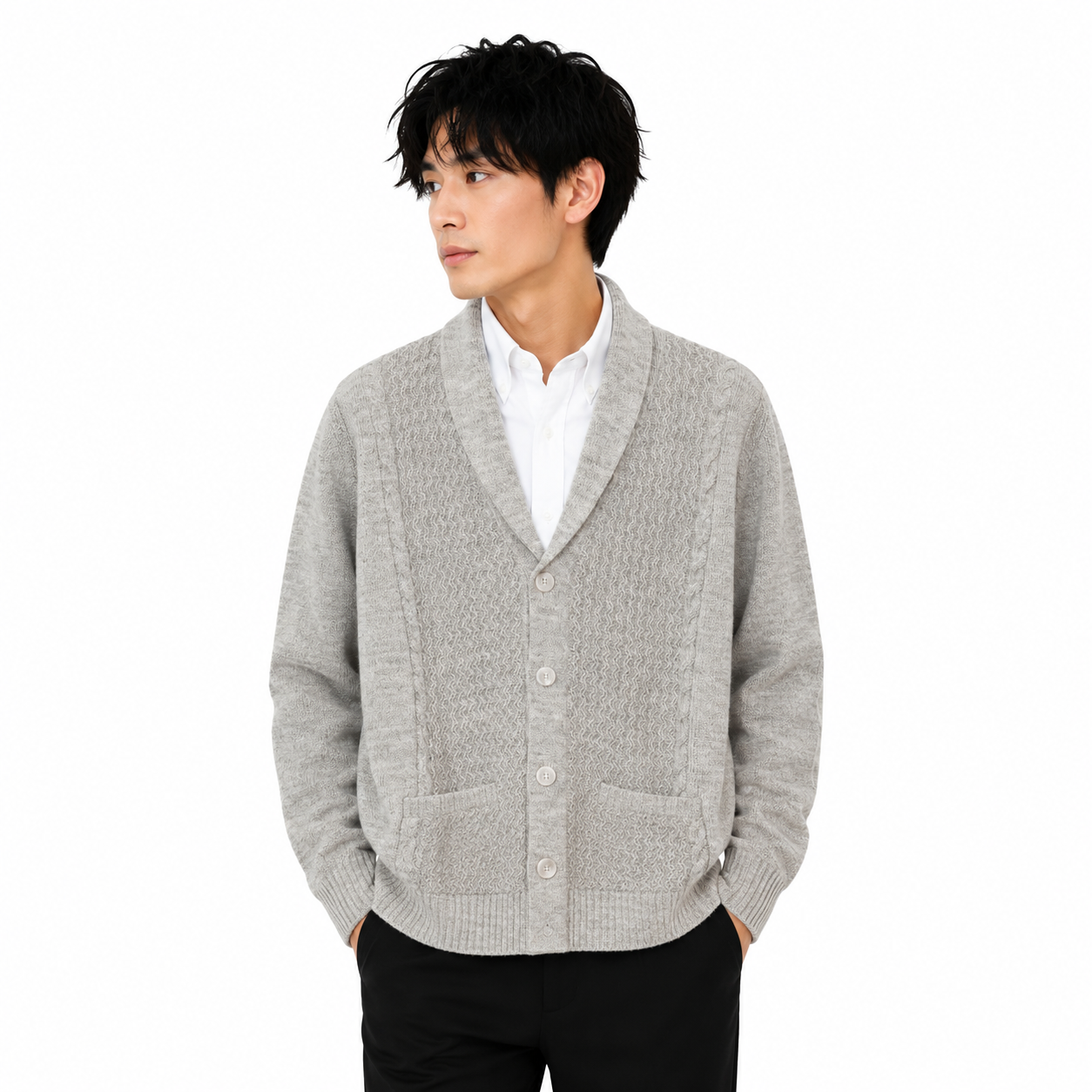 [Online Exclusive Price] Men's Knit Cardigan, 100% Alpaca, Royal Alpaca