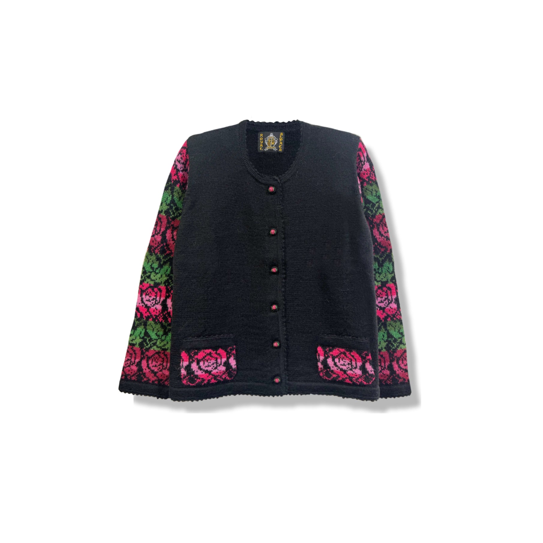 24 ALPACAロイヤルアルパカ 花柄 刺繍 カーディガン 24 ALPACAロイヤルアルパカ 花柄 刺繍 カーディガン オンライン限定